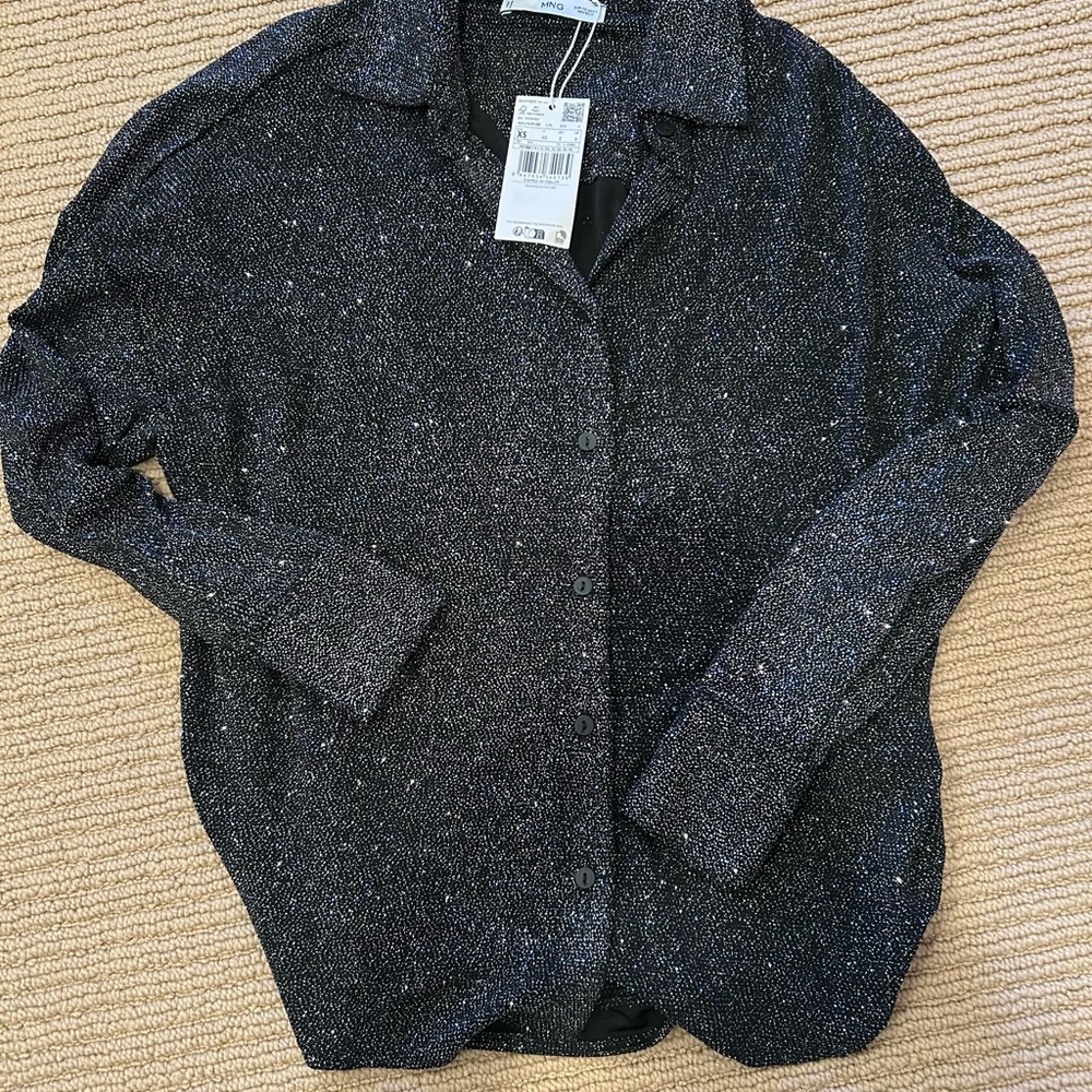Black Sparkle Button-Up Shirt